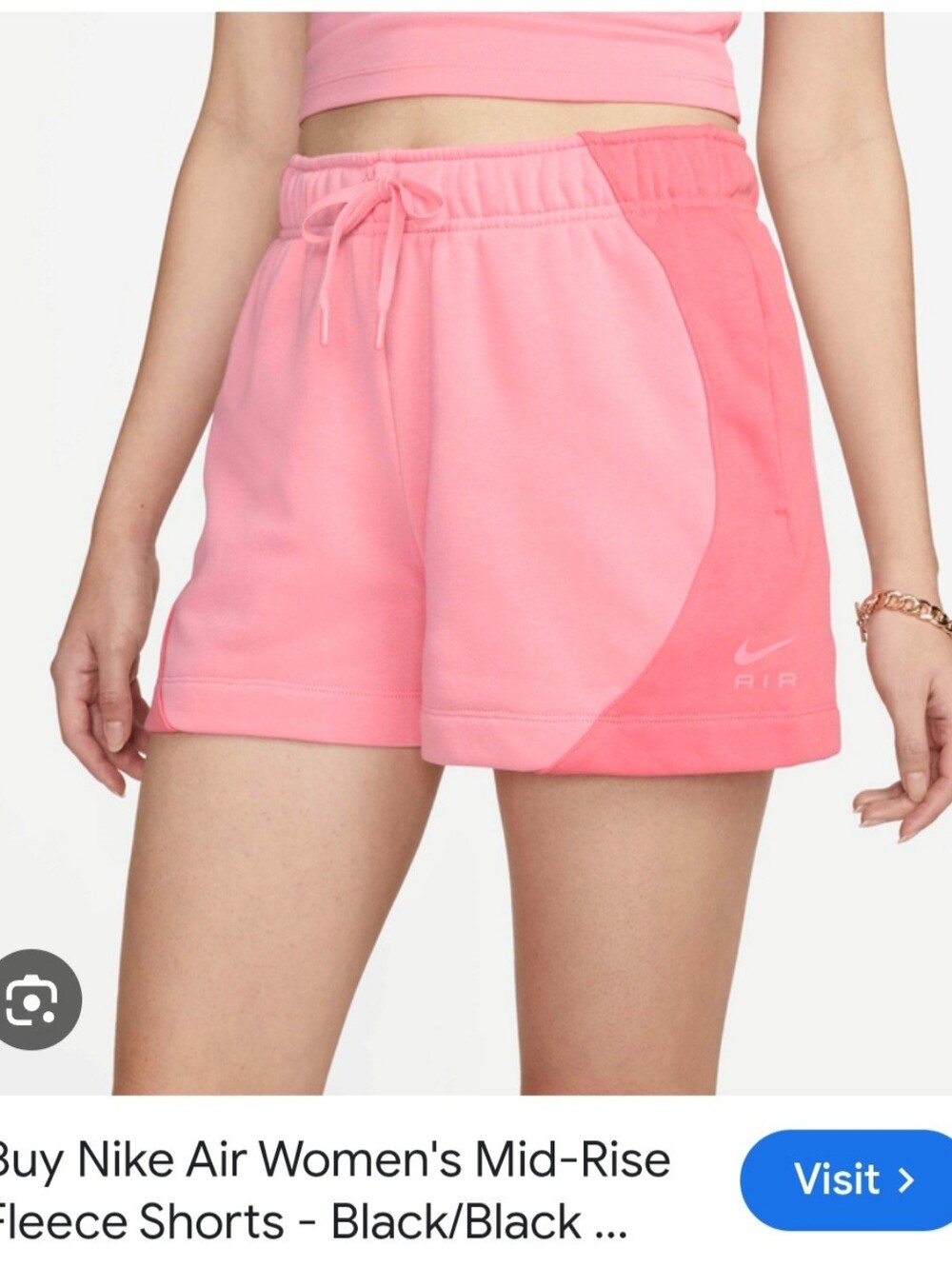 XL Nike Women's Two-Tone Pink Air Mid-Rise Fleece Shorts